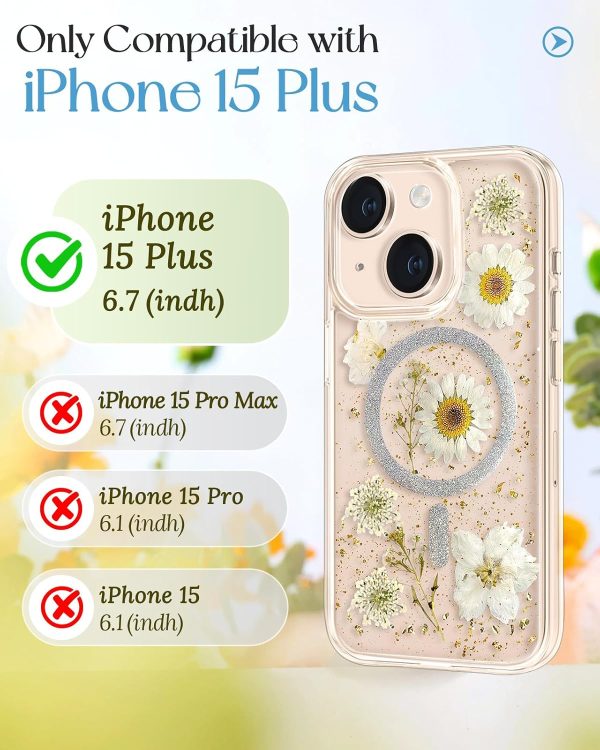 Loheckle for iPhone 16 Pro Case Women - Compatible with MagSafe Girl Cute Glitter Dried Flower Floral Girly Aesthetic Sparkle Unique Design Handmade Phone Cover for Apple 16 Pro 6.3", Purple - Image 34