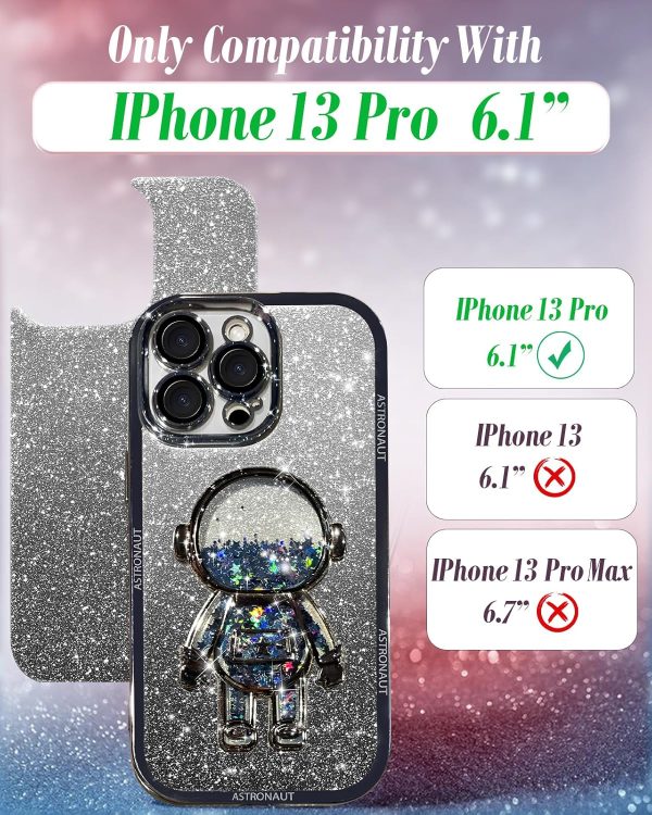 Loheckle for iPhone 11 Pro Max Cases - Women Girls Cute Glitter with Camera Lens Protector Cover Astronaut Liquid Sparkle Girly Aesthetic Bling Shiny Design Case for iPhone 11 Pro Max 6.5'', Black - Image 8