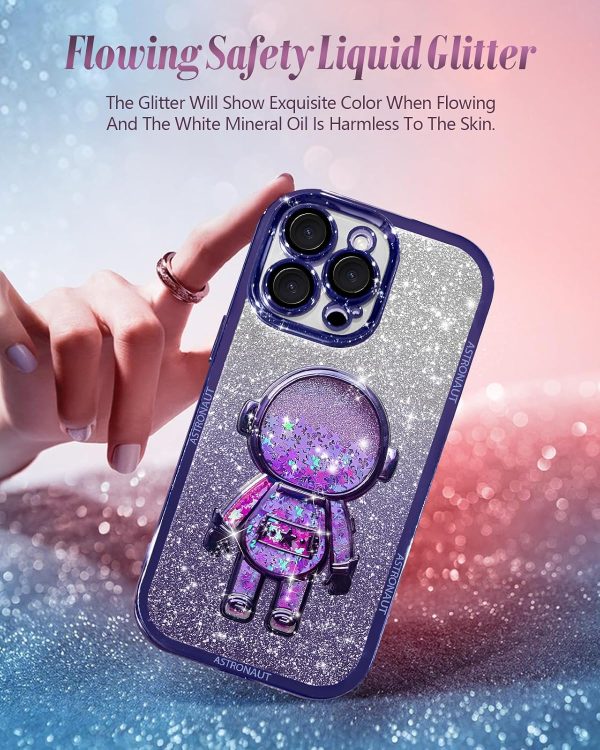 Loheckle for iPhone 11 Pro Max Cases - Women Girls Cute Glitter with Camera Lens Protector Cover Astronaut Liquid Sparkle Girly Aesthetic Bling Shiny Design Case for iPhone 11 Pro Max 6.5'', Black - Image 16