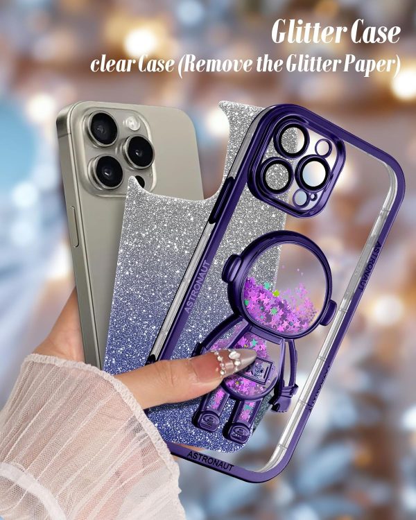 Loheckle for iPhone 11 Pro Max Cases - Women Girls Cute Glitter with Camera Lens Protector Cover Astronaut Liquid Sparkle Girly Aesthetic Bling Shiny Design Case for iPhone 11 Pro Max 6.5'', Black - Image 17