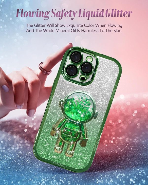 Loheckle for iPhone 11 Pro Max Cases - Women Girls Cute Glitter with Camera Lens Protector Cover Astronaut Liquid Sparkle Girly Aesthetic Bling Shiny Design Case for iPhone 11 Pro Max 6.5'', Black - Image 22
