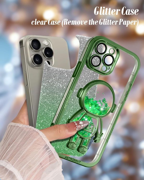 Loheckle for iPhone 11 Pro Max Cases - Women Girls Cute Glitter with Camera Lens Protector Cover Astronaut Liquid Sparkle Girly Aesthetic Bling Shiny Design Case for iPhone 11 Pro Max 6.5'', Black - Image 23
