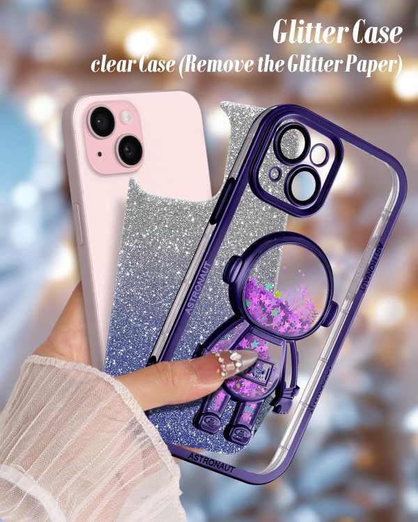 Loheckle for iPhone 11 Pro Max Cases - Women Girls Cute Glitter with Camera Lens Protector Cover Astronaut Liquid Sparkle Girly Aesthetic Bling Shiny Design Case for iPhone 11 Pro Max 6.5'', Black - Image 37
