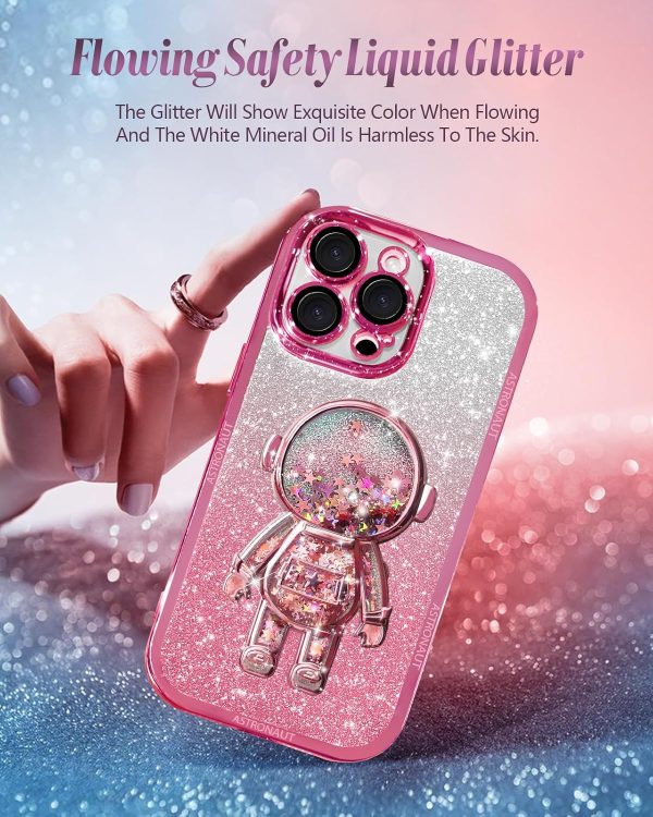 Loheckle for iPhone 11 Pro Max Cases - Women Girls Cute Glitter with Camera Lens Protector Cover Astronaut Liquid Sparkle Girly Aesthetic Bling Shiny Design Case for iPhone 11 Pro Max 6.5'', Black - Image 42