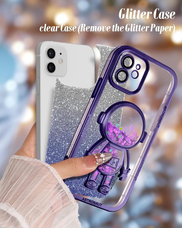 Loheckle for iPhone 11 Pro Max Cases - Women Girls Cute Glitter with Camera Lens Protector Cover Astronaut Liquid Sparkle Girly Aesthetic Bling Shiny Design Case for iPhone 11 Pro Max 6.5'', Black - Image 50