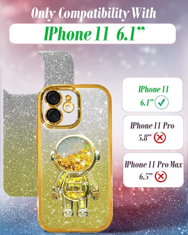 Loheckle for iPhone 11 Pro Max Cases - Women Girls Cute Glitter with Camera Lens Protector Cover Astronaut Liquid Sparkle Girly Aesthetic Bling Shiny Design Case for iPhone 11 Pro Max 6.5'', Black - Image 53