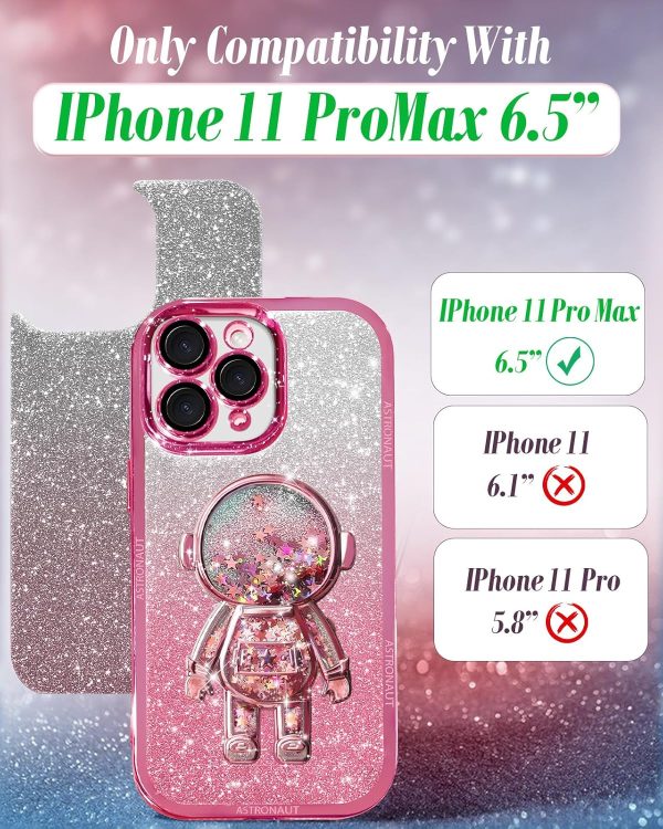 Loheckle for iPhone 11 Pro Max Cases - Women Girls Cute Glitter with Camera Lens Protector Cover Astronaut Liquid Sparkle Girly Aesthetic Bling Shiny Design Case for iPhone 11 Pro Max 6.5'', Black - Image 62