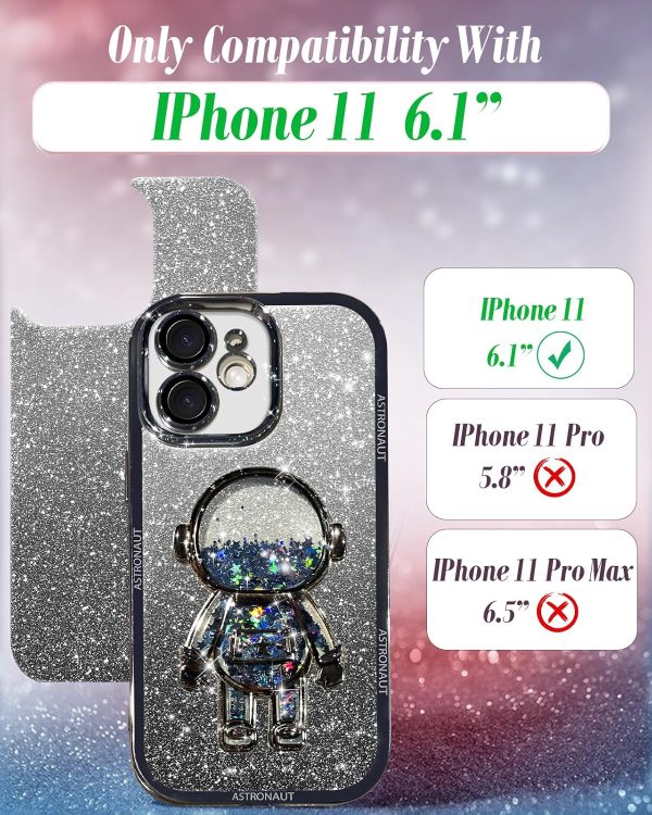 Loheckle for iPhone 11 Pro Max Cases - Women Girls Cute Glitter with Camera Lens Protector Cover Astronaut Liquid Sparkle Girly Aesthetic Bling Shiny Design Case for iPhone 11 Pro Max 6.5'', Black - Image 83