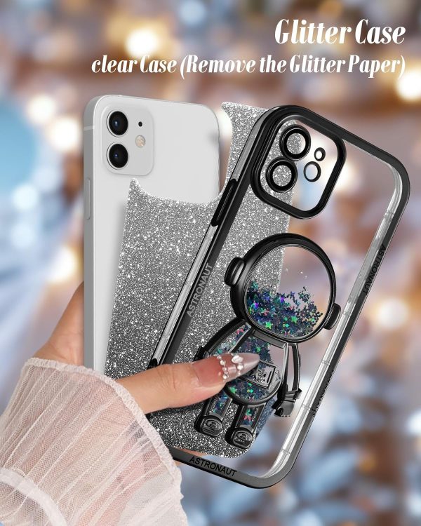 Loheckle for iPhone 11 Pro Max Cases - Women Girls Cute Glitter with Camera Lens Protector Cover Astronaut Liquid Sparkle Girly Aesthetic Bling Shiny Design Case for iPhone 11 Pro Max 6.5'', Black - Image 86