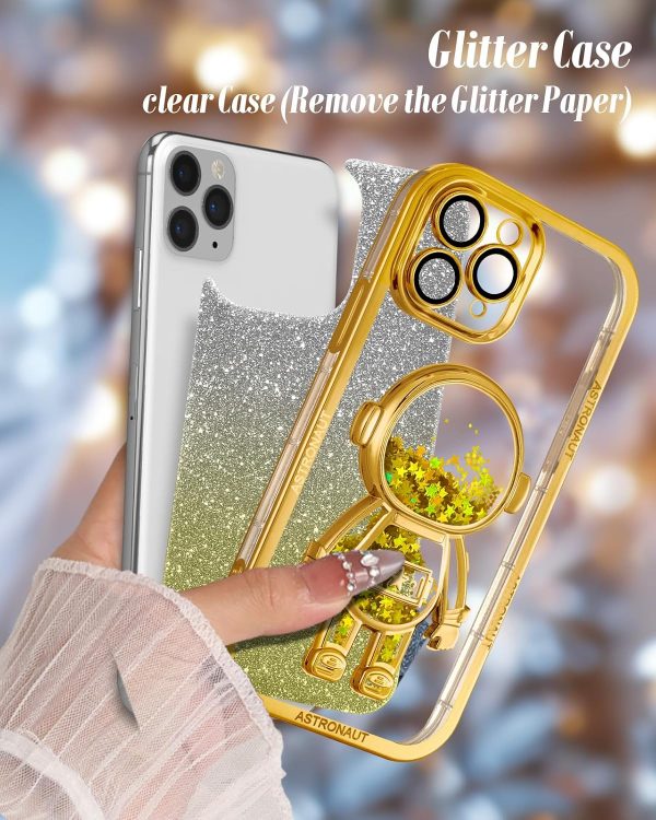 Loheckle for iPhone 11 Pro Max Cases - Women Girls Cute Glitter with Camera Lens Protector Cover Astronaut Liquid Sparkle Girly Aesthetic Bling Shiny Design Case for iPhone 11 Pro Max 6.5'', Black - Image 95
