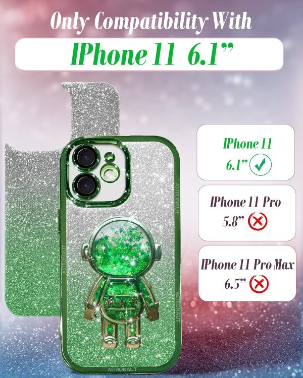 Loheckle for iPhone 11 Pro Max Cases - Women Girls Cute Glitter with Camera Lens Protector Cover Astronaut Liquid Sparkle Girly Aesthetic Bling Shiny Design Case for iPhone 11 Pro Max 6.5'', Black - Image 98