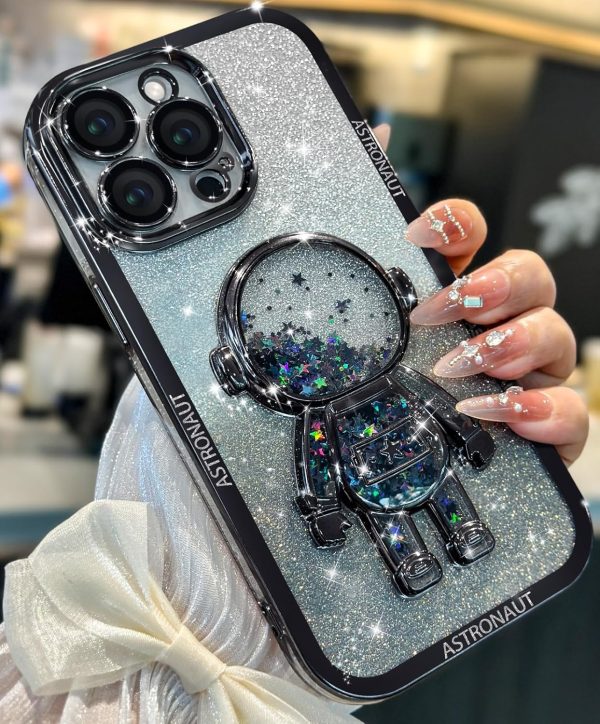 Loheckle for iPhone 15 Pro Max Case - for Women Girls Cute Glitter with Camera Lens Protector Cover Astronaut Liquid Sparkle Girly Aesthetic Bling Shiny Design Phone Case for 15 Pro Max 6.7", Pretty - Image 7