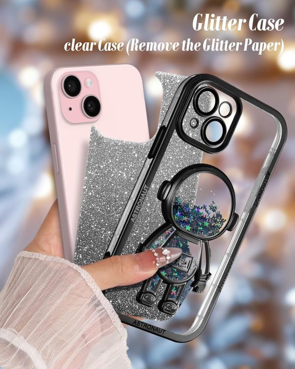Loheckle for iPhone 11 Pro Max Cases - Women Girls Cute Glitter with Camera Lens Protector Cover Astronaut Liquid Sparkle Girly Aesthetic Bling Shiny Design Case for iPhone 11 Pro Max 6.5'', Black - Image 107
