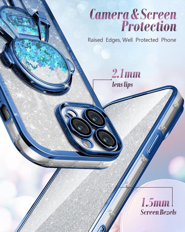 Loheckle for iPhone 15 Pro Max Case - for Women Girls Cute Glitter with Camera Lens Protector Cover Astronaut Liquid Sparkle Girly Aesthetic Bling Shiny Design Phone Case for 15 Pro Max 6.7", Pretty - Image 28