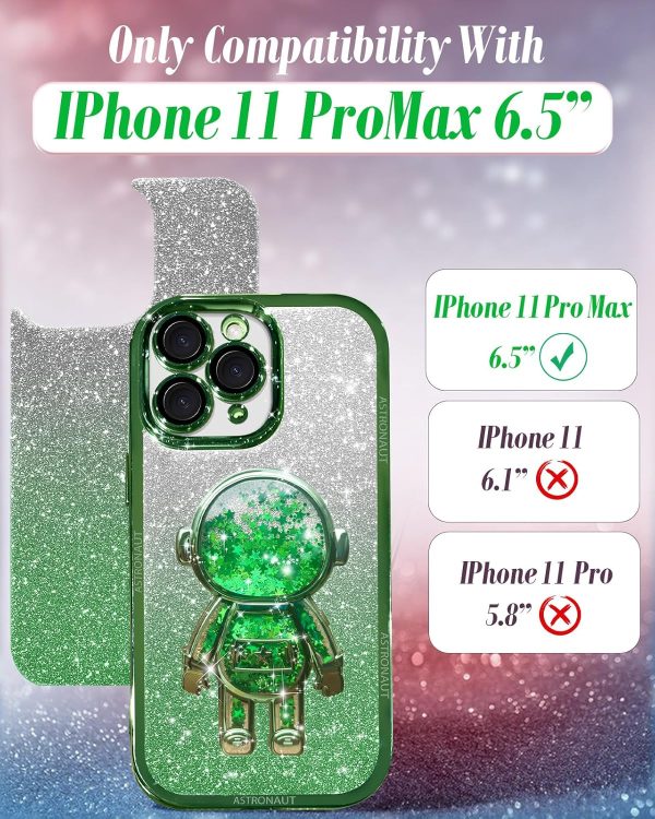 Loheckle for iPhone 11 Pro Max Cases - Women Girls Cute Glitter with Camera Lens Protector Cover Astronaut Liquid Sparkle Girly Aesthetic Bling Shiny Design Case for iPhone 11 Pro Max 6.5'', Black - Image 120