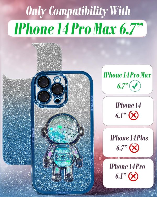 Loheckle for iPhone 15 Pro Max Case - for Women Girls Cute Glitter with Camera Lens Protector Cover Astronaut Liquid Sparkle Girly Aesthetic Bling Shiny Design Phone Case for 15 Pro Max 6.7", Pretty - Image 32