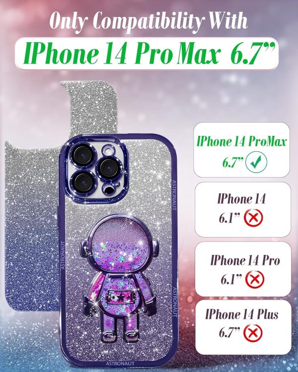 Loheckle for iPhone 15 Pro Max Case - for Women Girls Cute Glitter with Camera Lens Protector Cover Astronaut Liquid Sparkle Girly Aesthetic Bling Shiny Design Phone Case for 15 Pro Max 6.7", Pretty - Image 34