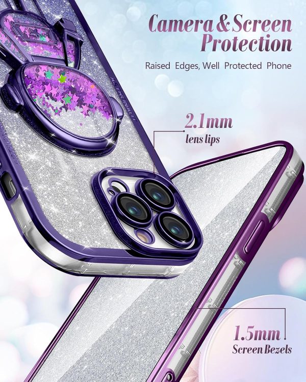 Loheckle for iPhone 15 Pro Max Case - for Women Girls Cute Glitter with Camera Lens Protector Cover Astronaut Liquid Sparkle Girly Aesthetic Bling Shiny Design Phone Case for 15 Pro Max 6.7", Pretty - Image 35