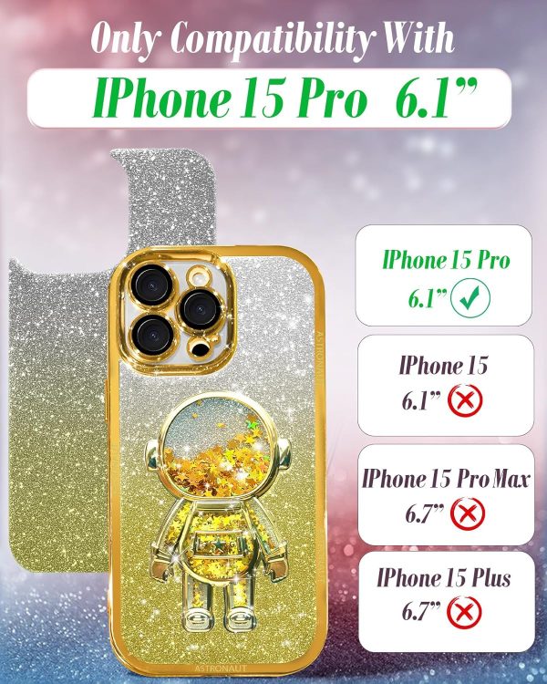 Loheckle for iPhone 15 Pro Max Case - for Women Girls Cute Glitter with Camera Lens Protector Cover Astronaut Liquid Sparkle Girly Aesthetic Bling Shiny Design Phone Case for 15 Pro Max 6.7", Pretty - Image 40