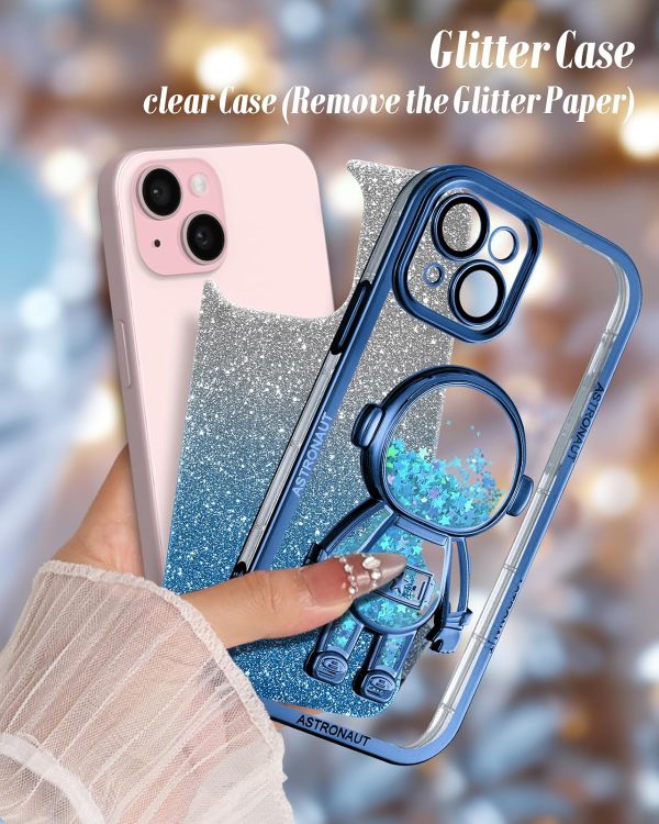 Loheckle for iPhone 11 Pro Max Cases - Women Girls Cute Glitter with Camera Lens Protector Cover Astronaut Liquid Sparkle Girly Aesthetic Bling Shiny Design Case for iPhone 11 Pro Max 6.5'', Black - Image 130