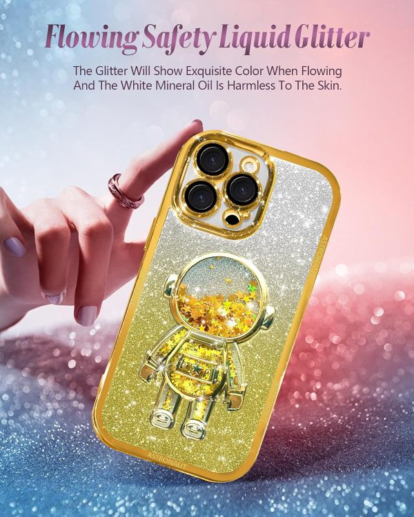 Loheckle for iPhone 15 Pro Max Case - for Women Girls Cute Glitter with Camera Lens Protector Cover Astronaut Liquid Sparkle Girly Aesthetic Bling Shiny Design Phone Case for 15 Pro Max 6.7", Pretty - Image 42