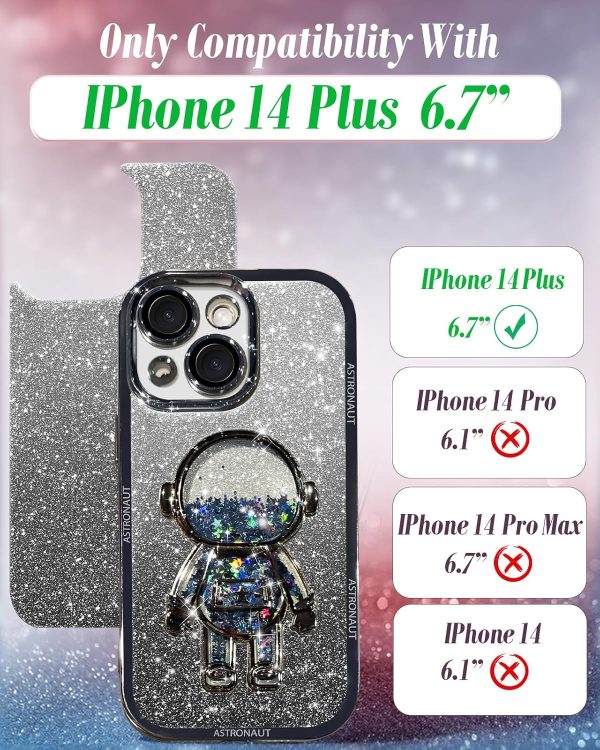 Loheckle for iPhone 15 Pro Max Case - for Women Girls Cute Glitter with Camera Lens Protector Cover Astronaut Liquid Sparkle Girly Aesthetic Bling Shiny Design Phone Case for 15 Pro Max 6.7", Pretty - Image 46