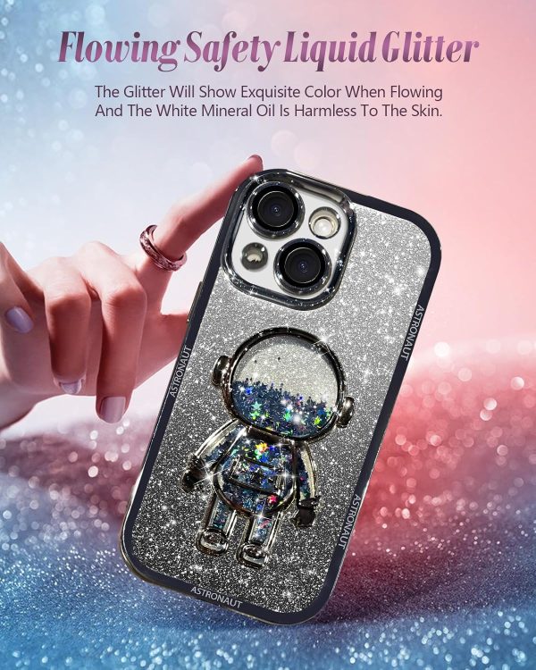 Loheckle for iPhone 15 Pro Max Case - for Women Girls Cute Glitter with Camera Lens Protector Cover Astronaut Liquid Sparkle Girly Aesthetic Bling Shiny Design Phone Case for 15 Pro Max 6.7", Pretty - Image 48