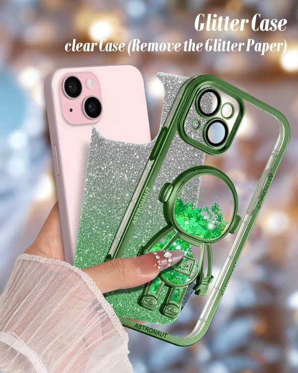 Loheckle for iPhone 11 Pro Max Cases - Women Girls Cute Glitter with Camera Lens Protector Cover Astronaut Liquid Sparkle Girly Aesthetic Bling Shiny Design Case for iPhone 11 Pro Max 6.5'', Black - Image 137