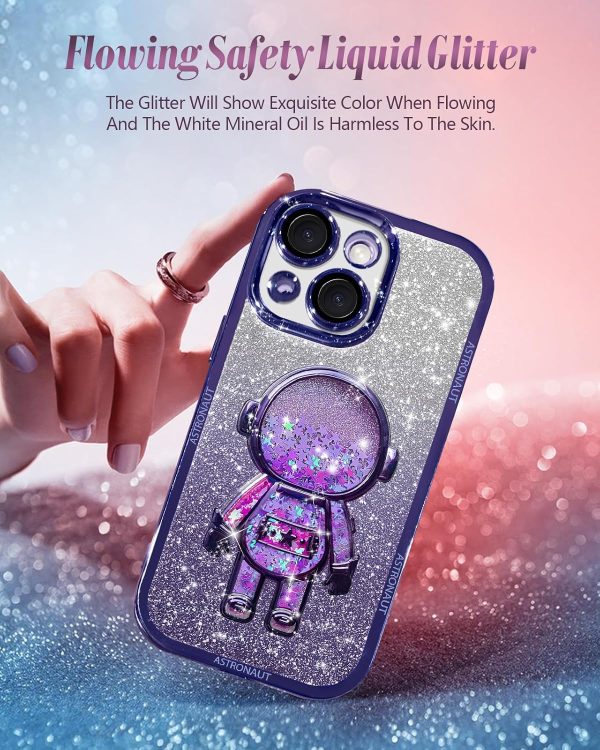 Loheckle for iPhone 15 Pro Max Case - for Women Girls Cute Glitter with Camera Lens Protector Cover Astronaut Liquid Sparkle Girly Aesthetic Bling Shiny Design Phone Case for 15 Pro Max 6.7", Pretty - Image 55