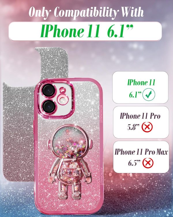 Loheckle for iPhone 11 Pro Max Cases - Women Girls Cute Glitter with Camera Lens Protector Cover Astronaut Liquid Sparkle Girly Aesthetic Bling Shiny Design Case for iPhone 11 Pro Max 6.5'', Black - Image 147