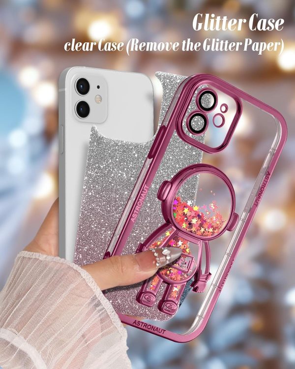 Loheckle for iPhone 11 Pro Max Cases - Women Girls Cute Glitter with Camera Lens Protector Cover Astronaut Liquid Sparkle Girly Aesthetic Bling Shiny Design Case for iPhone 11 Pro Max 6.5'', Black - Image 150