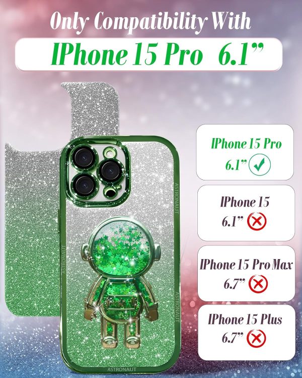 Loheckle for iPhone 15 Pro Max Case - for Women Girls Cute Glitter with Camera Lens Protector Cover Astronaut Liquid Sparkle Girly Aesthetic Bling Shiny Design Phone Case for 15 Pro Max 6.7", Pretty - Image 66