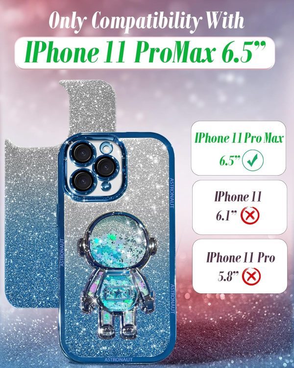 Loheckle for iPhone 11 Pro Max Cases - Women Girls Cute Glitter with Camera Lens Protector Cover Astronaut Liquid Sparkle Girly Aesthetic Bling Shiny Design Case for iPhone 11 Pro Max 6.5'', Black - Image 153
