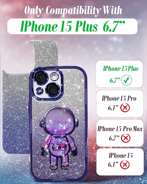 Loheckle for iPhone 15 Pro Max Case - for Women Girls Cute Glitter with Camera Lens Protector Cover Astronaut Liquid Sparkle Girly Aesthetic Bling Shiny Design Phone Case for 15 Pro Max 6.7", Pretty - Image 69