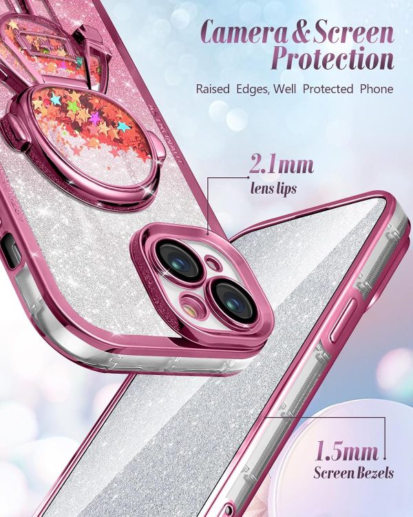 Loheckle for iPhone 15 Pro Max Case - for Women Girls Cute Glitter with Camera Lens Protector Cover Astronaut Liquid Sparkle Girly Aesthetic Bling Shiny Design Phone Case for 15 Pro Max 6.7", Pretty - Image 72