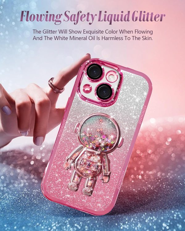 Loheckle for iPhone 15 Pro Max Case - for Women Girls Cute Glitter with Camera Lens Protector Cover Astronaut Liquid Sparkle Girly Aesthetic Bling Shiny Design Phone Case for 15 Pro Max 6.7", Pretty - Image 73