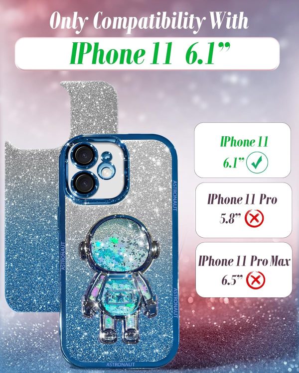Loheckle for iPhone 11 Pro Max Cases - Women Girls Cute Glitter with Camera Lens Protector Cover Astronaut Liquid Sparkle Girly Aesthetic Bling Shiny Design Case for iPhone 11 Pro Max 6.5'', Black - Image 159