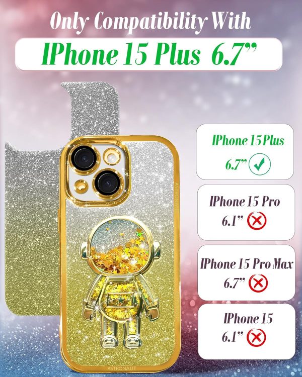 Loheckle for iPhone 15 Pro Max Case - for Women Girls Cute Glitter with Camera Lens Protector Cover Astronaut Liquid Sparkle Girly Aesthetic Bling Shiny Design Phone Case for 15 Pro Max 6.7", Pretty - Image 76