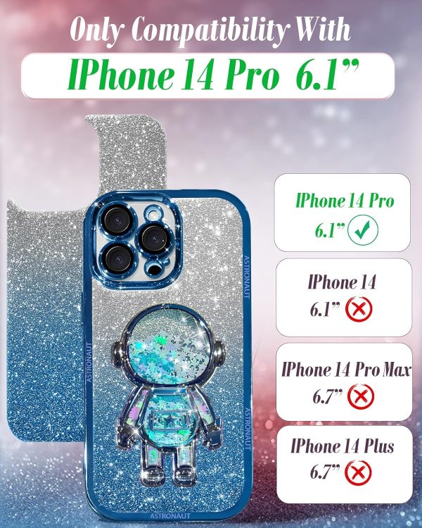 Loheckle for iPhone 15 Pro Max Case - for Women Girls Cute Glitter with Camera Lens Protector Cover Astronaut Liquid Sparkle Girly Aesthetic Bling Shiny Design Phone Case for 15 Pro Max 6.7", Pretty - Image 77