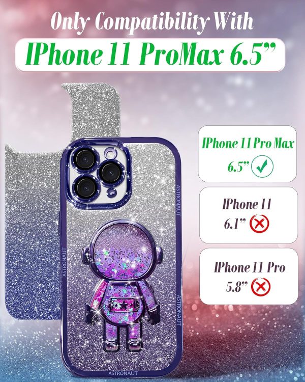 Loheckle for iPhone 11 Pro Max Cases - Women Girls Cute Glitter with Camera Lens Protector Cover Astronaut Liquid Sparkle Girly Aesthetic Bling Shiny Design Case for iPhone 11 Pro Max 6.5'', Black - Image 162
