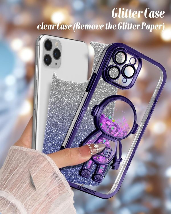 Loheckle for iPhone 11 Pro Max Cases - Women Girls Cute Glitter with Camera Lens Protector Cover Astronaut Liquid Sparkle Girly Aesthetic Bling Shiny Design Case for iPhone 11 Pro Max 6.5'', Black - Image 165