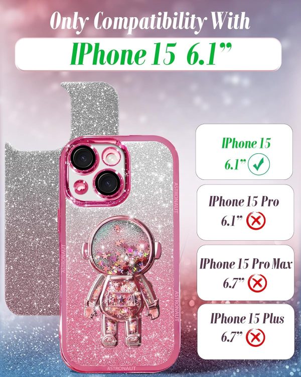 Loheckle for iPhone 15 Pro Max Case - for Women Girls Cute Glitter with Camera Lens Protector Cover Astronaut Liquid Sparkle Girly Aesthetic Bling Shiny Design Phone Case for 15 Pro Max 6.7", Pretty - Image 96