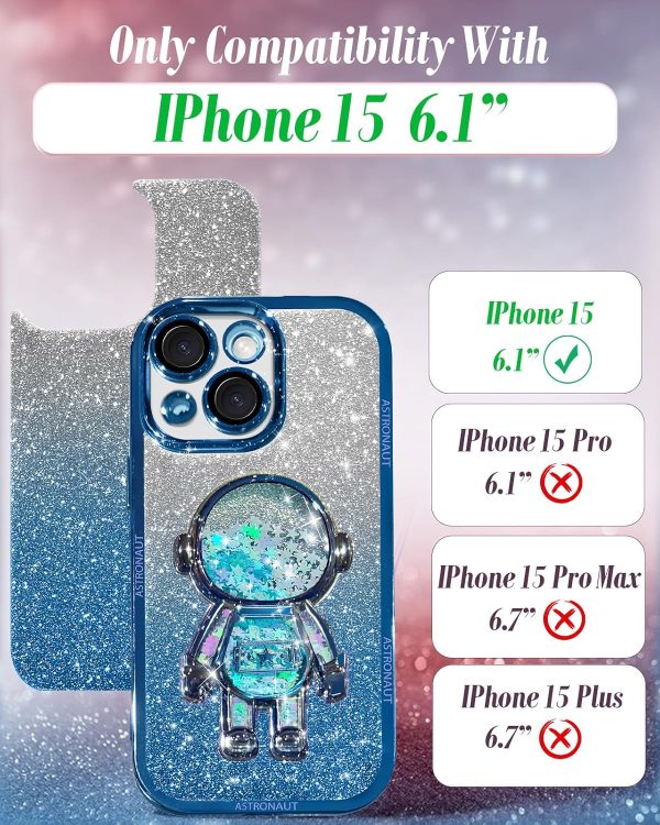 Loheckle for iPhone 15 Pro Max Case - for Women Girls Cute Glitter with Camera Lens Protector Cover Astronaut Liquid Sparkle Girly Aesthetic Bling Shiny Design Phone Case for 15 Pro Max 6.7", Pretty - Image 98