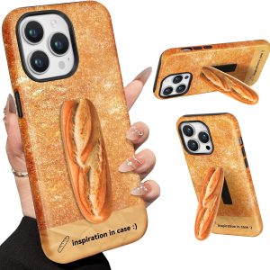 Loheckle for iPhone 12 Pro Phone Case for Women - Cute Funny Cartoon Designer for Girls Teens Bread Fashion Unique Phone Cover with Kickstand for iPhone 12 Pro Case