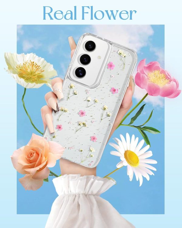 Loheckle for Samsung Galaxy S24 Ultra Case for Women - Girls Cute Glitter Dried Flower Floral Girly Aesthetic Kawaii Sparkle Sparkly Bling Unique Design Handmade Phone Cover for S24Ultra, Purple - Image 9