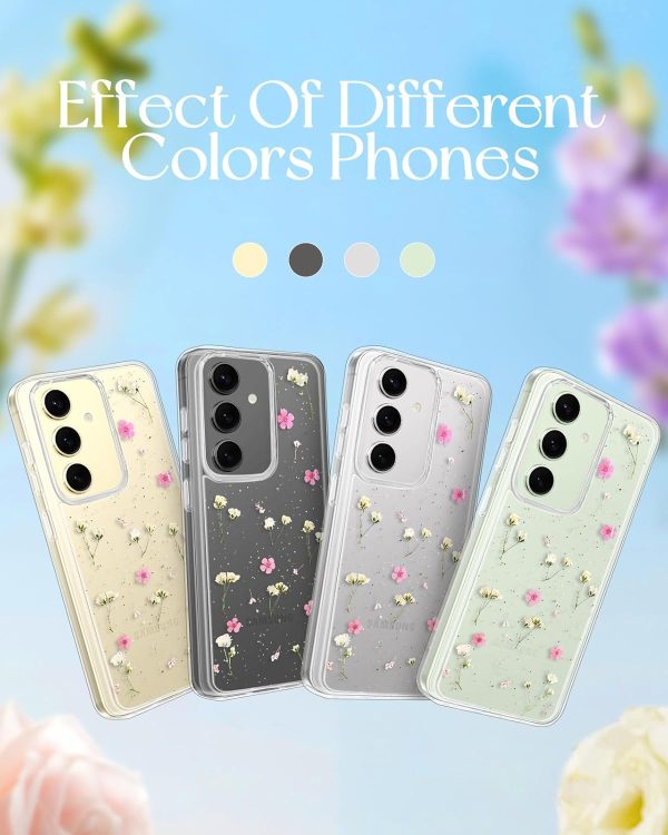 Loheckle for Samsung Galaxy S24 Ultra Case for Women - Girls Cute Glitter Dried Flower Floral Girly Aesthetic Kawaii Sparkle Sparkly Bling Unique Design Handmade Phone Cover for S24Ultra, Purple - Image 10