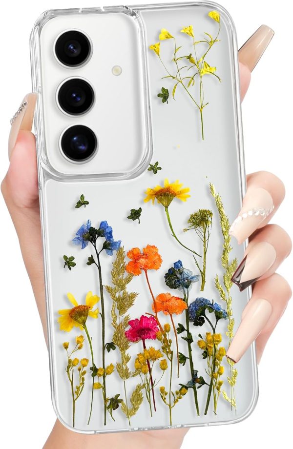 Loheckle for Samsung Galaxy S24 Ultra Case for Women - Girls Cute Glitter Dried Flower Floral Girly Aesthetic Kawaii Sparkle Sparkly Bling Unique Design Handmade Phone Cover for S24Ultra, Purple - Image 13