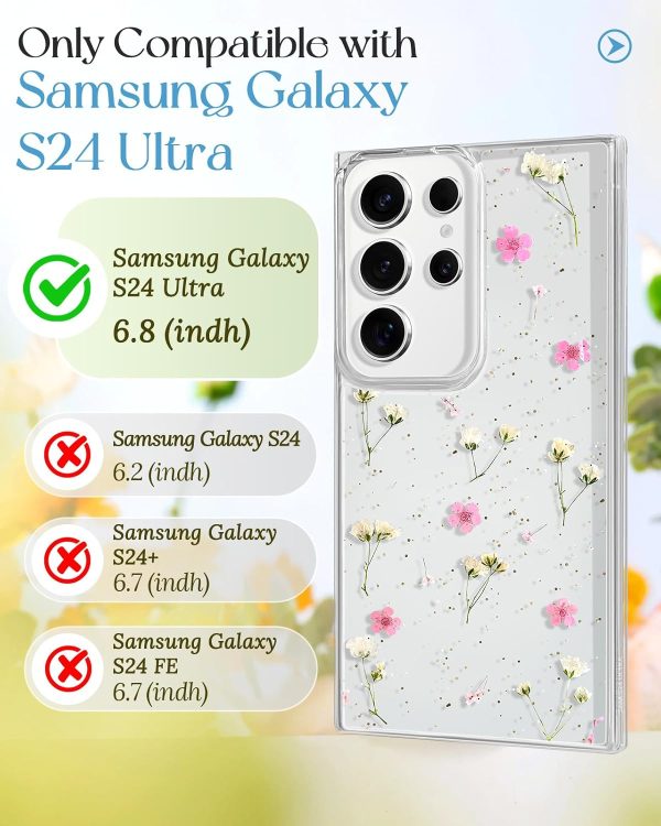 Loheckle for Samsung Galaxy S24 Ultra Case for Women - Girls Cute Glitter Dried Flower Floral Girly Aesthetic Kawaii Sparkle Sparkly Bling Unique Design Handmade Phone Cover for S24Ultra, Purple - Image 24