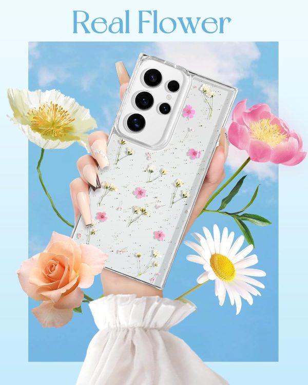 Loheckle for Samsung Galaxy S24 Ultra Case for Women - Girls Cute Glitter Dried Flower Floral Girly Aesthetic Kawaii Sparkle Sparkly Bling Unique Design Handmade Phone Cover for S24Ultra, Purple - Image 25