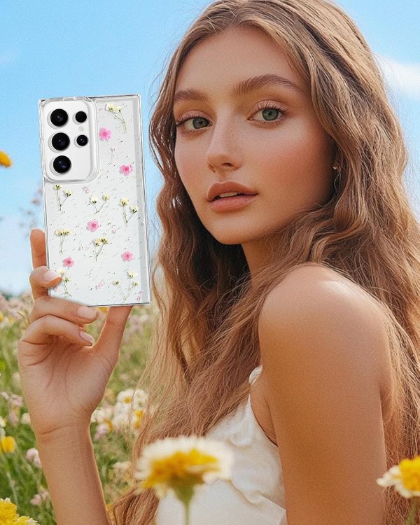 Loheckle for Samsung Galaxy S24 Ultra Case for Women - Girls Cute Glitter Dried Flower Floral Girly Aesthetic Kawaii Sparkle Sparkly Bling Unique Design Handmade Phone Cover for S24Ultra, Purple - Image 27